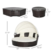 Outsunny Rattan Patio Furniture Set with Adjustable Canopy 4 Piece Beige