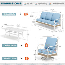 Sophia&William 4 Piece Patio Conversation Set Outdoor Furniture Sofa Set with Swivel Chair