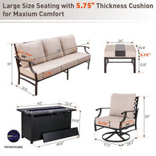 MF Studio 7-Seat Outdoor Patio Furniture Set with Fire Pit Table