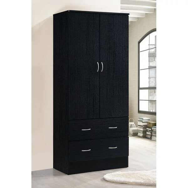 Hodedah 2-Door Armoire with 2-Drawers and Clothing Rod
