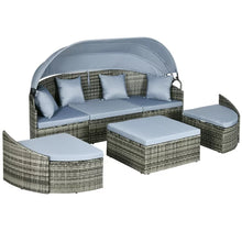 Outsunny Rattan Patio Furniture Set with Chairs Table 4 Piece, Light Gray