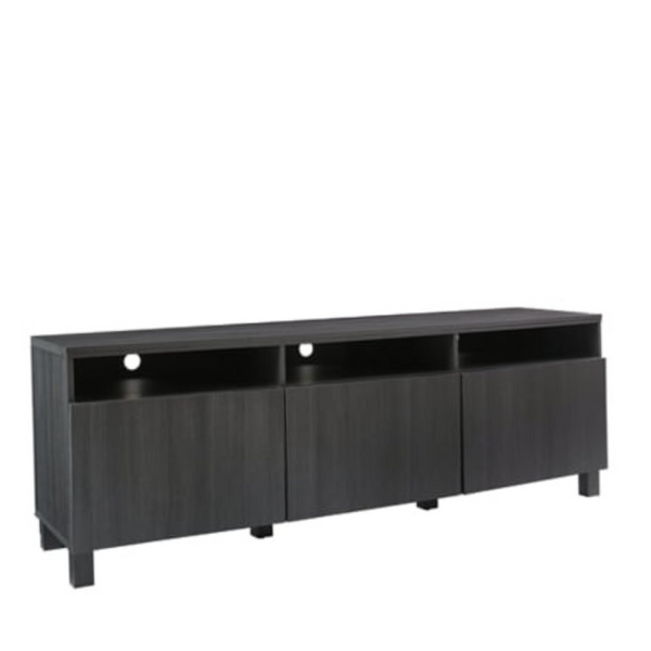 Signature Design by Ashley Yarlow Urban TV Stand Fits TVs up to 68" with 3 Cabinet Doors and Adjustable Storage Shelves, Black