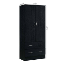 Hodedah 2-Door Armoire with 2-Drawers and Clothing Rod