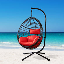 OVERDRIVE Lovely Swing Egg Chair with Stand, High-Quality Modern Design, 37.4x37.4x76.77 (Red)