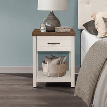 Lancaster Farmhouse Oak Top 1 Drawer Nightstand, Set of 2, Ivory