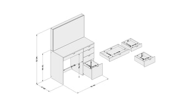 Polifurniture Linden Modern Vanity Desk, White Finish