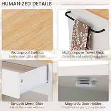 Costway Kitchen Island Cart Rolling Storage Cabinet w/ Drawer & Spice Rack Shelf White