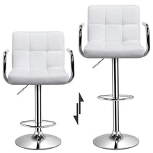 SMILE MART 2pcs Faux Leather Swivel Bar Stools for Home Counter, White