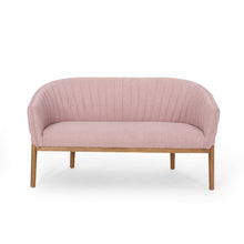 Noble House Nickolas Mid Century Fabric Upholstered Loveseat, Light Blush
