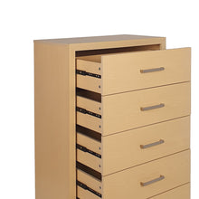 Noble House Cayuga Faux Wood 5 Drawer Dresser, Natural and Black