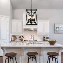 Depuley 4-Light Pendant Lighting, Adjustable Farmhouse Pendant Light Fixtures, Ceiling Hanging Lantern Chandelier E26 Base Black Painted