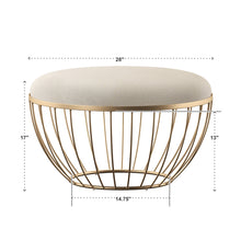 Weston Home Harriette Fabric Upholstered Round Ottoman, Beige Linen