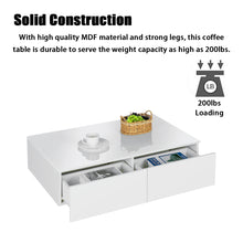 Hommpa Coffee Table with 4 Drawers LED Center Table White High Gloss Finish