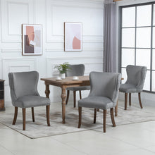 Clihome  Set of 2 Upholstered Solid Wood Wing-Back Dining Chair