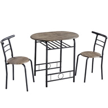Alden Design 3pcs Wooden Dining Set with Round Table and Chairs, Drift Brown