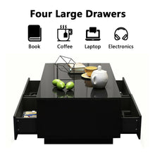 High Gloss Coffee Table LED Coffee Centre Table with Storage for Living Room, Black