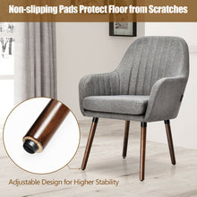 Gymax Set of 2 Accent Chairs Fabric Upholstered Armchairs w/Wooden Legs Gray