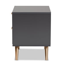 Baxton Studio Kelson Modern and Contemporary Dark Grey and Gold Finished Wood 2-Drawer Nightstand