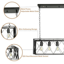 DingLiLighting 4-Light Farmhouse Industrial Kitchen Island Pendant Light, Black Ceiling Light, Metal Chandelier for Dinning Room, Modern, E26 Bulb Included
