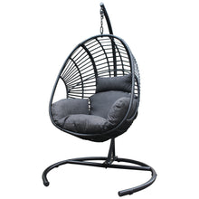 Wicker Swing Egg Chair,UV Resistant Cushion with Steel Stand, Hand Made Wicker Rattan Chair, 350LBS Capacity