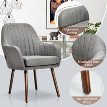 Gymax Set of 2 Accent Chairs Fabric Upholstered Armchairs w/Wooden Legs Gray