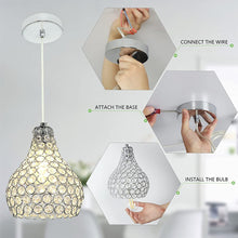 Depuley Crystal Pendant Lighting, Modern Adjustable LED Ceiling Hanging Light Fixtures, Mini Teardrop Pendant Lamp with Chrome Finish（E26 Base)