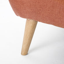 Noble House Abitha Fabric Tufted Sofa, Burnt Orange, Natural Oak