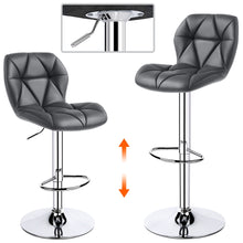 Alden Design Modern Adjustable Faux Leather Swivel Bar Stool Armless, 2pcs, Gray