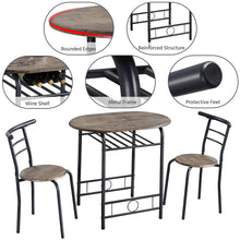 Alden Design 3pcs Wooden Dining Set with Round Table and Chairs, Drift Brown