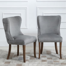 Clihome  Set of 2 Upholstered Solid Wood Wing-Back Dining Chair