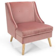 Gymax Velvet Upholstered Armchair Swoop Arm Accent Chair w/ Rubber Wood Legs