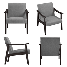 Alden Design Mid-Century Modern Accent Chair with Wooden Frame, Dark Gray Fabric