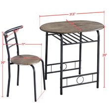 Alden Design 3pcs Wooden Dining Set with Round Table and Chairs, Drift Brown