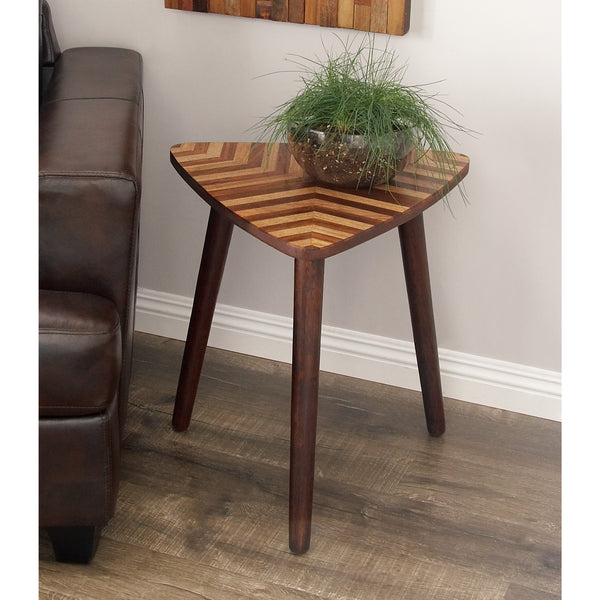 DecMode 22" x 20" Dark Brown Wood Modern Accent Table