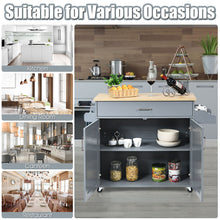 Costway Rolling Kitchen Island Cart Storage Cabinet w/ Towel & Spice Rack Gray