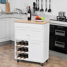 Gymax Modern Rolling Kitchen Cart Trolley Island Storage Cabinet w/Drawer&Wine Rack