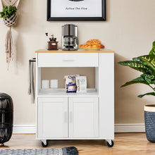 Costway Kitchen Island Cart Rolling Storage Cabinet w/ Drawer & Spice Rack Shelf White
