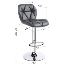 Alden Design Modern Adjustable Faux Leather Swivel Bar Stool Armless, 2pcs, Gray