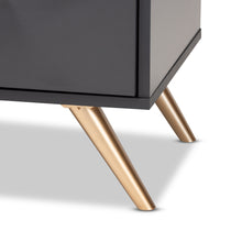 Baxton Studio Kelson Modern and Contemporary Dark Grey and Gold Finished Wood 2-Drawer Nightstand