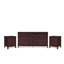 Noble House Hysham 3 Piece Double Dresser and Nightstand Set, Walnut