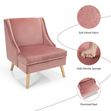 Gymax Velvet Upholstered Armchair Swoop Arm Accent Chair w/ Rubber Wood Legs