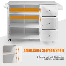Costway Kitchen Island 2-Door Storage Cabinet Stainless Steel Top w/Drawers White
