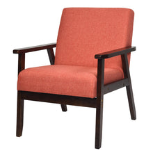 Gymax Fabric Armchair Wooden Upholstered Accent Chair Home Office Orange