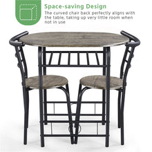 Alden Design 3pcs Wooden Dining Set with Round Table and Chairs, Drift Brown