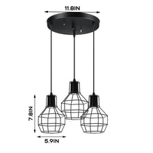Black Pendant Light Fixtures, Kitchen Light Fixtures, SINGES Edison Metal Caged Vintage Hanging Pendant Fixture for Kitchen Dining Room Bar Hotel, E27 Base