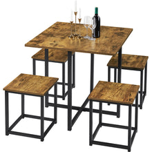 Alden Design 5pcs Industrial Dining Set for Home, Rustic Brown