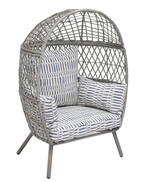 Better Homes & Gardens Kid's Ventura Outdoor Stationary Wicker Woven Egg Chair, Gray