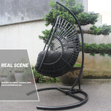 Wicker Swing Egg Chair,UV Resistant Cushion with Steel Stand, Hand Made Wicker Rattan Chair, 350LBS Capacity