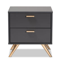 Baxton Studio Kelson Modern and Contemporary Dark Grey and Gold Finished Wood 2-Drawer Nightstand