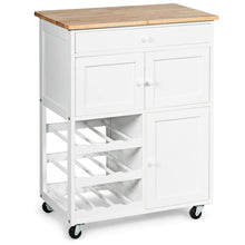 Gymax Modern Rolling Kitchen Cart Trolley Island Storage Cabinet w/Drawer&Wine Rack